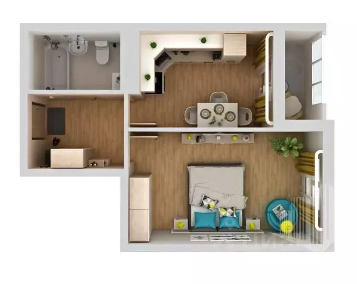 1-к кв. Пермский край, д. Кондратово ул. Водопроводная, 6/2 (33.09 м) - Фото 1