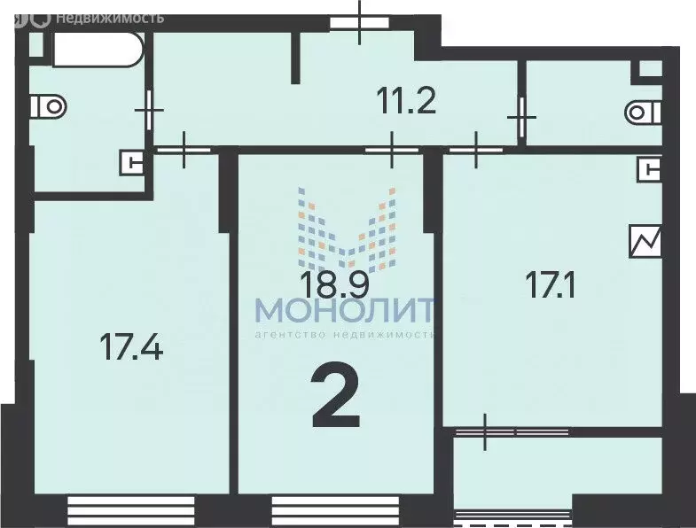 2-комнатная квартира: Москва, Клинская улица, 2Ак7 (70.4 м) - Фото 2