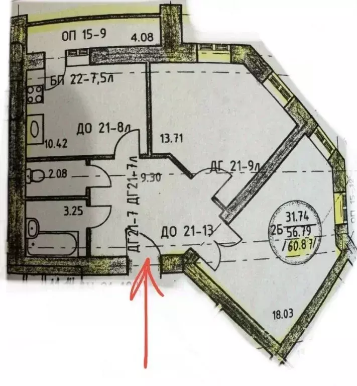 2-к кв. Липецкая область, Липецк ул. А.Д. Белянского, 12 (60.87 м) - Фото 2