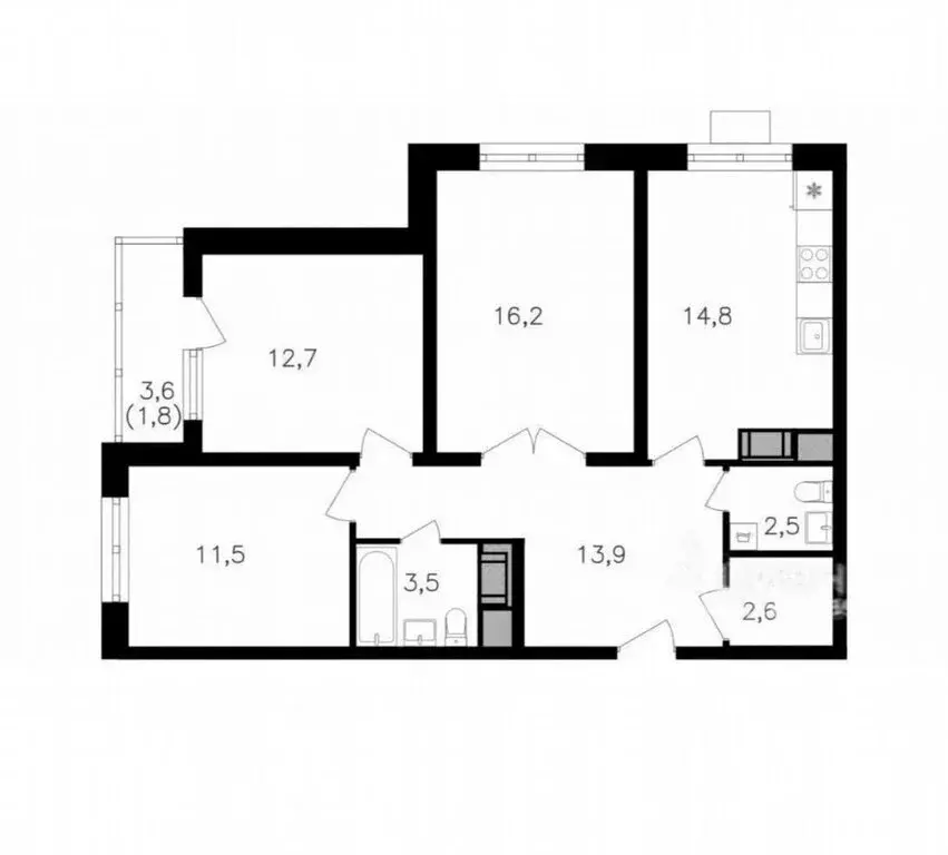 3-комнатная квартира: Москва, улица Берзарина, 32к1.3 (75 м) - Фото 1