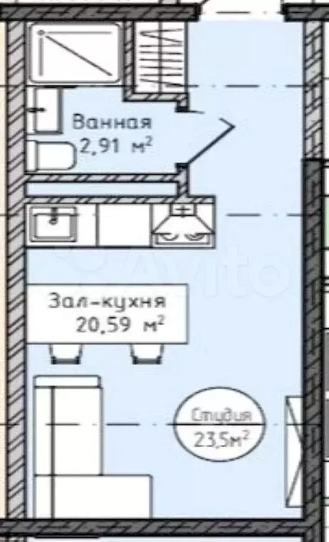 Квартира-студия, 23,5 м, 8/16 эт. - Фото 0