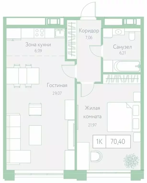 1-комнатная квартира: Хабаровск, Доступный переулок, 14 (70.4 м) - Фото 0