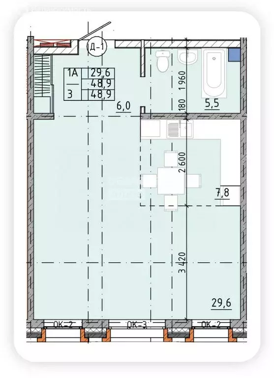1-комнатная квартира: Иркутск, Красноказачья улица, 84 (48.9 м) - Фото 1