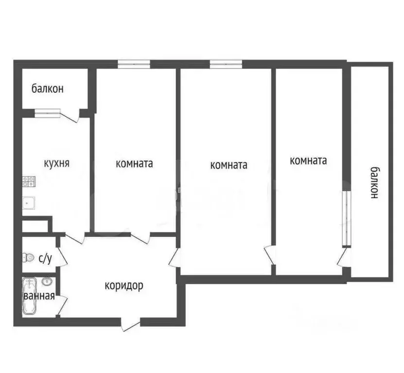 3-к кв. Санкт-Петербург Апрельская ул., 3 (60.2 м) - Фото 1