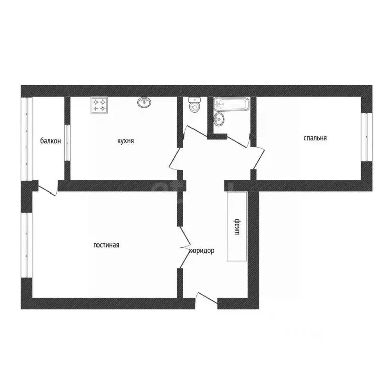 2-к кв. Смоленская область, Духовщинский муниципальный округ, Озерный ... - Фото 2