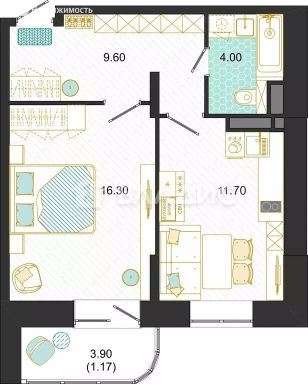 1-комнатная квартира: Домодедово, микрорайон Востряково, Лёдовская ... - Фото 1