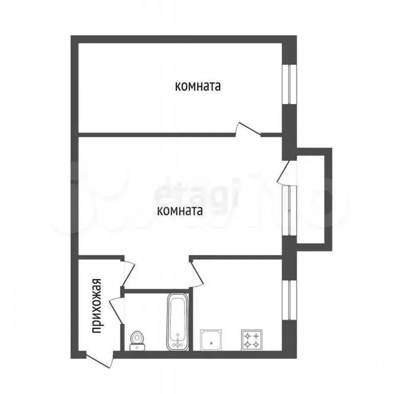 2-к. квартира, 45,7 м, 4/5 эт. - Фото 0