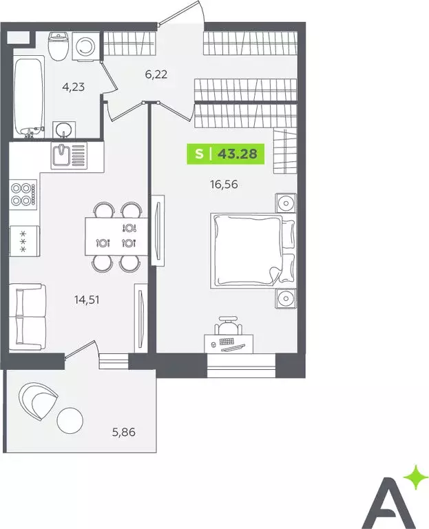 1-комнатная квартира: Кудрово, Солнечная улица, 10к1 (42.9 м) - Фото 1