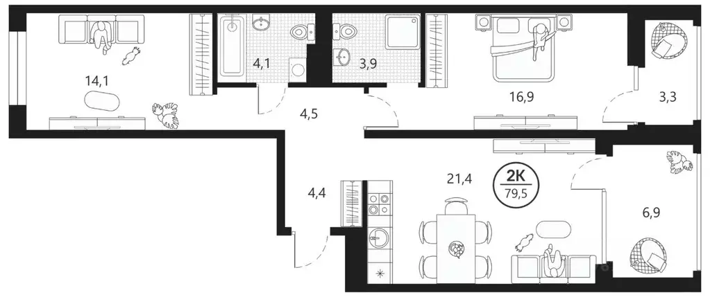 2-к кв. Тюменская область, Тюмень ул. Разведчика Кузнецова, 16 (79.5 ... - Фото 0