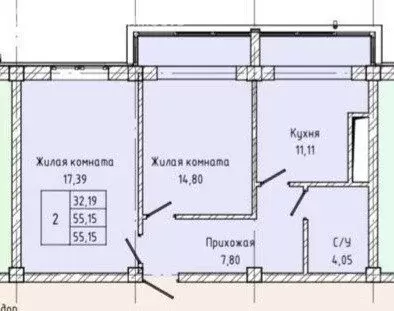 2-комнатная квартира: Нальчик, улица Тарчокова, 125В (55.15 м) - Фото 0