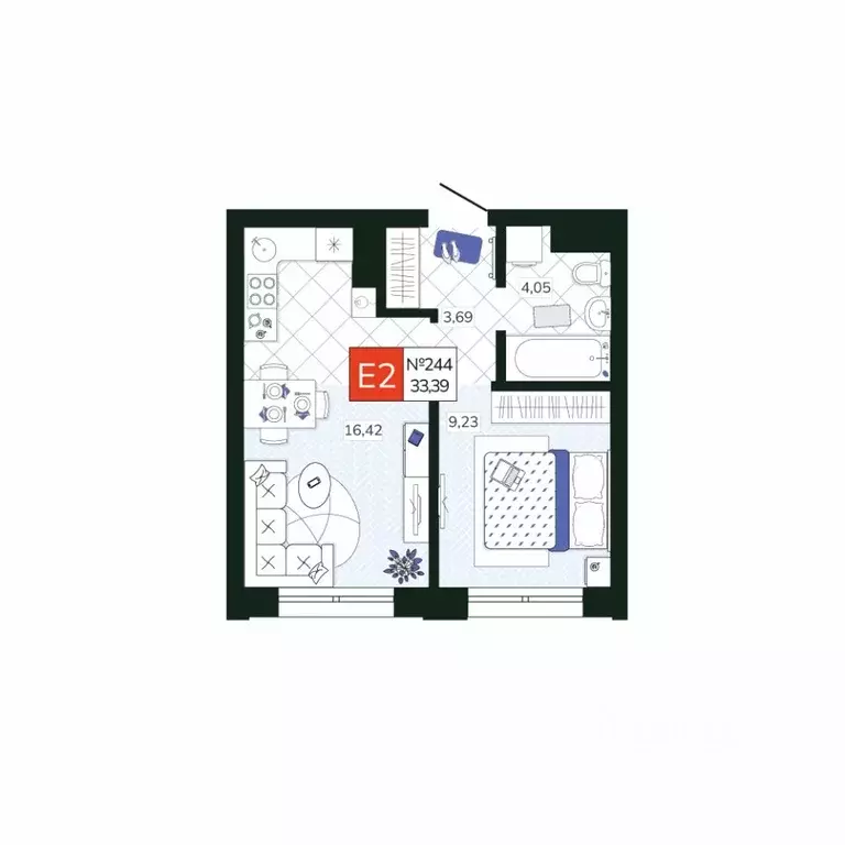 1-к кв. Тульская область, Тула Мясново мкр, Желания жилой комплекс ... - Фото 1