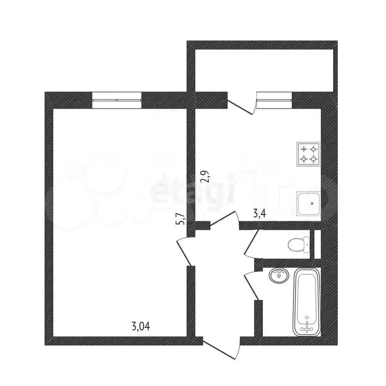 1-к. квартира, 38 м, 3/5 эт. - Фото 0