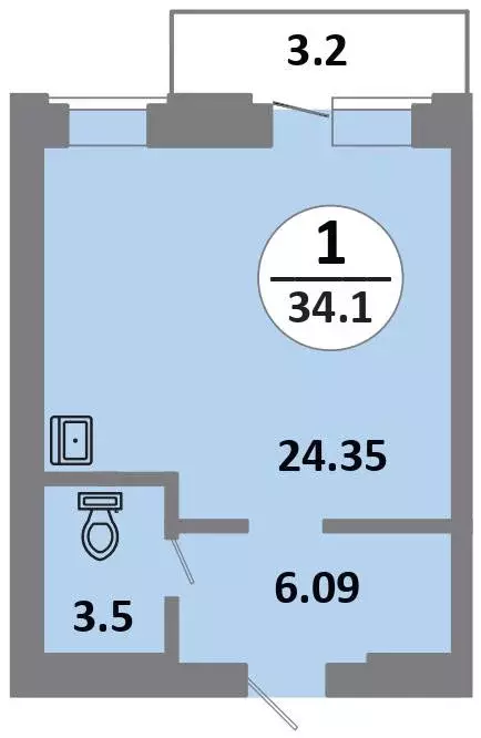 Продаётся квартира-студия, 34.1 м - Фото 0