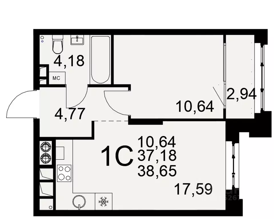 1-к кв. Рязанская область, Рязань Торговый Городок тер., Медиана жилой ... - Фото 1