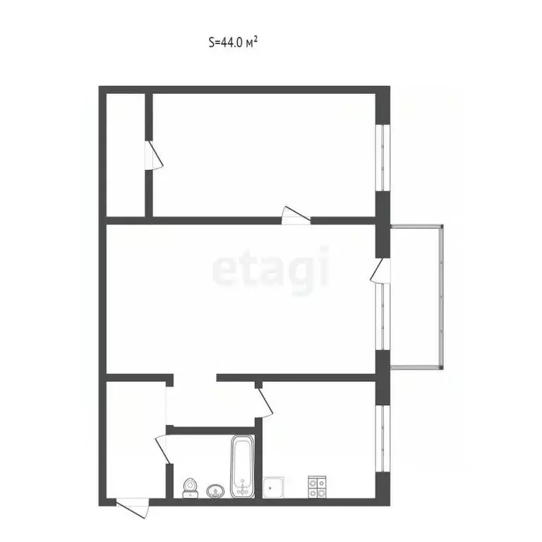 2-к кв. Смоленская область, Смоленск ул. Черняховского, 28 (45.6 м) - Фото 2