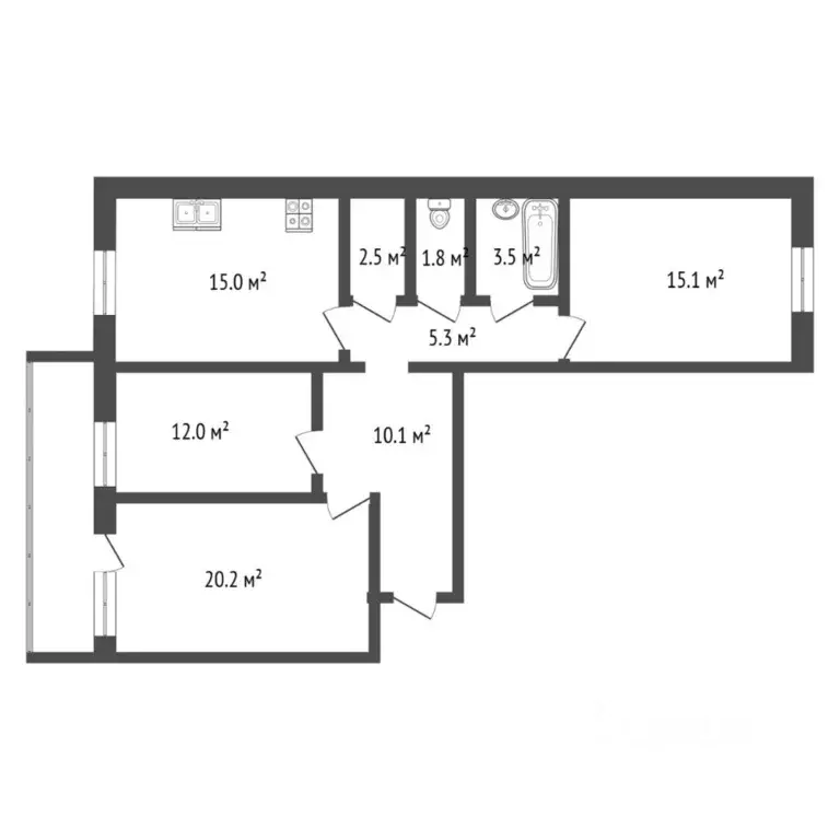 3-к кв. Тюменская область, Тюмень Уральская ул., 51 (85.5 м) - Фото 2