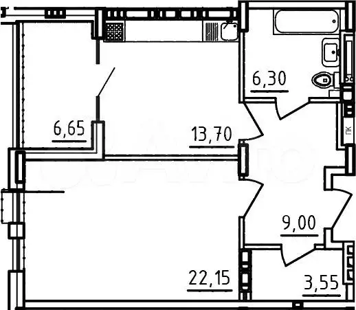 1-к. квартира, 58 м, 9/9 эт. - Фото 1