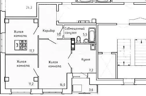 3-комнатная квартира: Абакан, Советская улица, 94 (58.4 м) - Фото 1