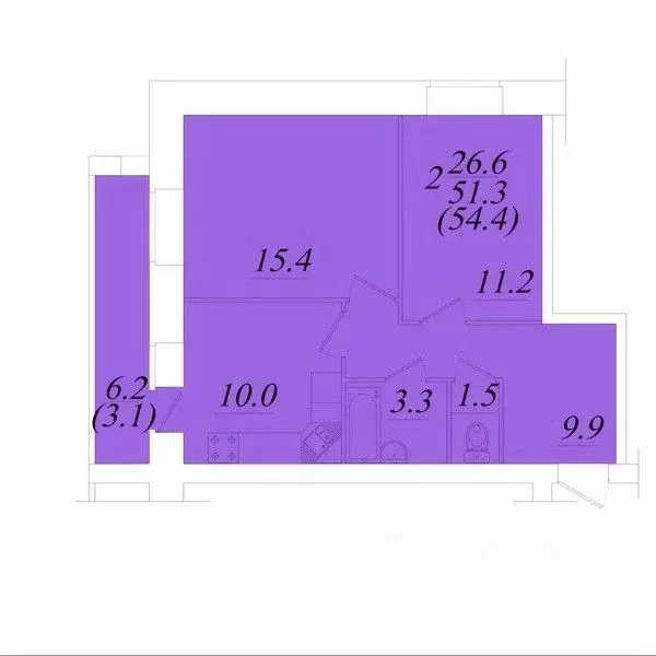 2-к кв. Вологодская область, Вологда Новгородская ул. (54.4 м) - Фото 0