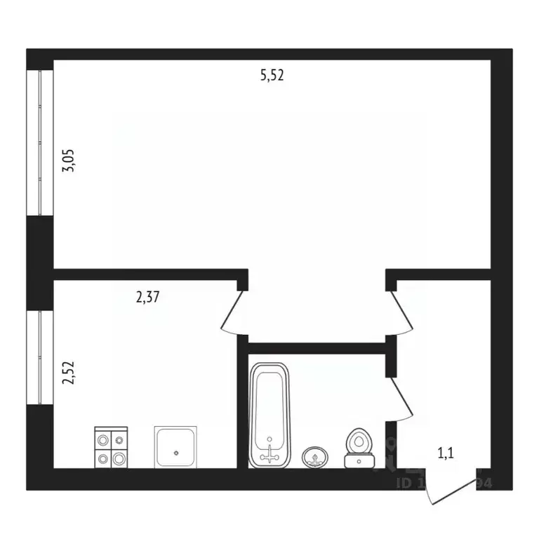 1-к кв. Тюменская область, Тюмень Ямская ул., 50 (30.0 м) - Фото 1