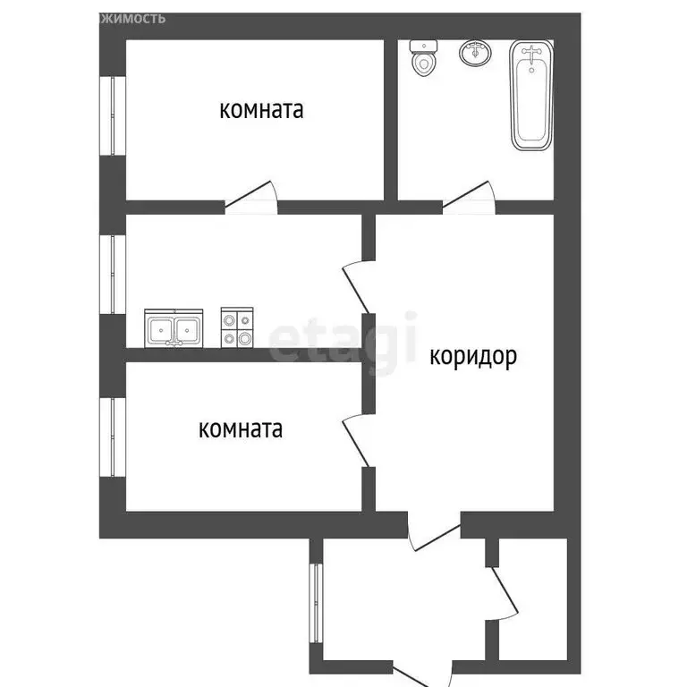2-комнатная квартира: село Исетское, улица Калинина, 36 (40 м) - Фото 1