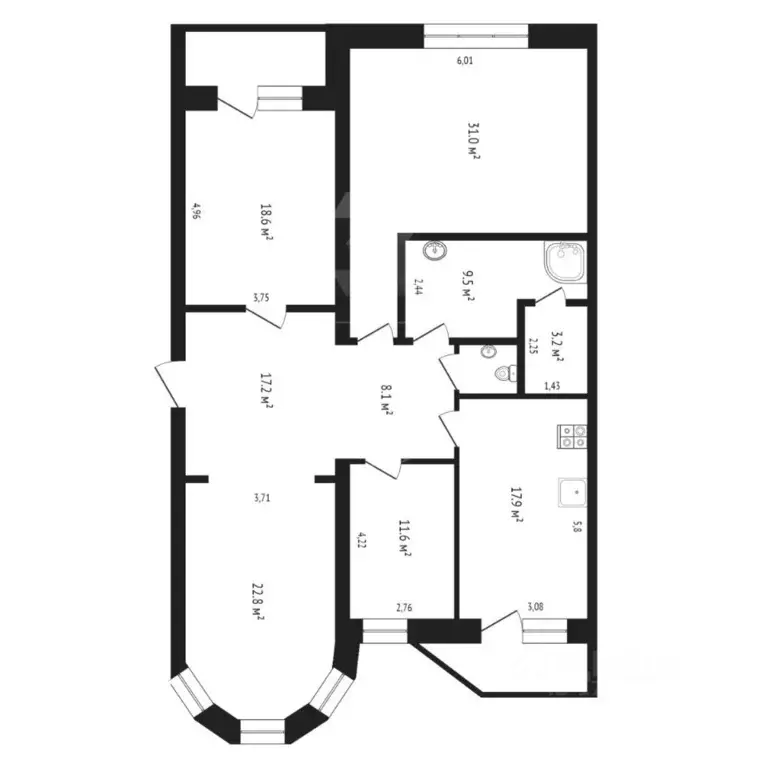 3-к кв. Тюменская область, Тюмень Даудельная ул., 4 (180.0 м) - Фото 2