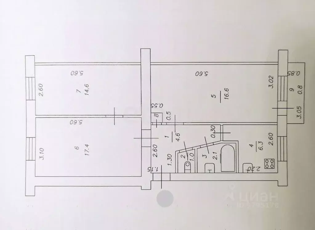 3-к кв. Татарстан, Казань ул. Кулахметова, 9 (62.9 м) - Фото 2
