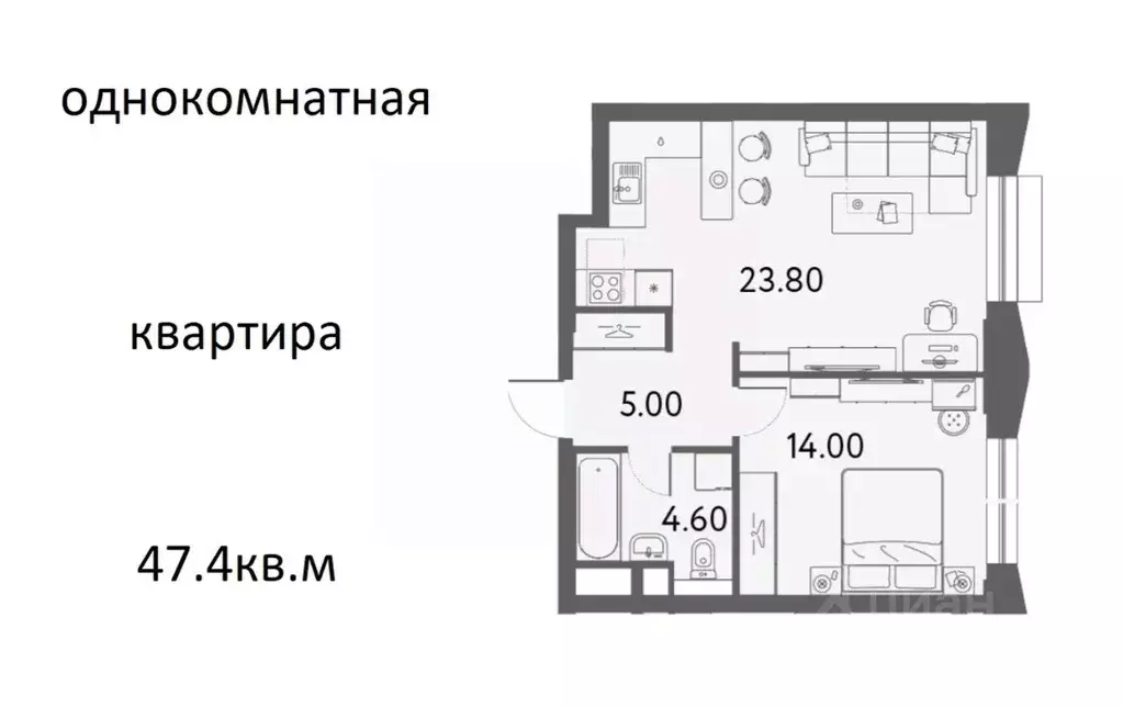 1-к кв. Москва ул. Годовикова, 11к4 (47.4 м) - Фото 0