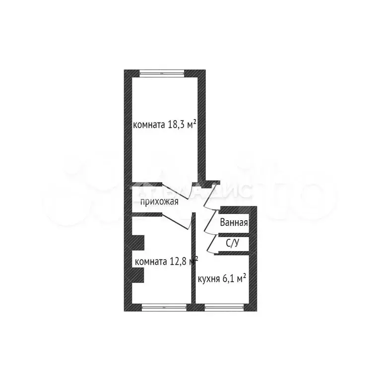 2-к. квартира, 47,3 м, 1/9 эт. - Фото 0