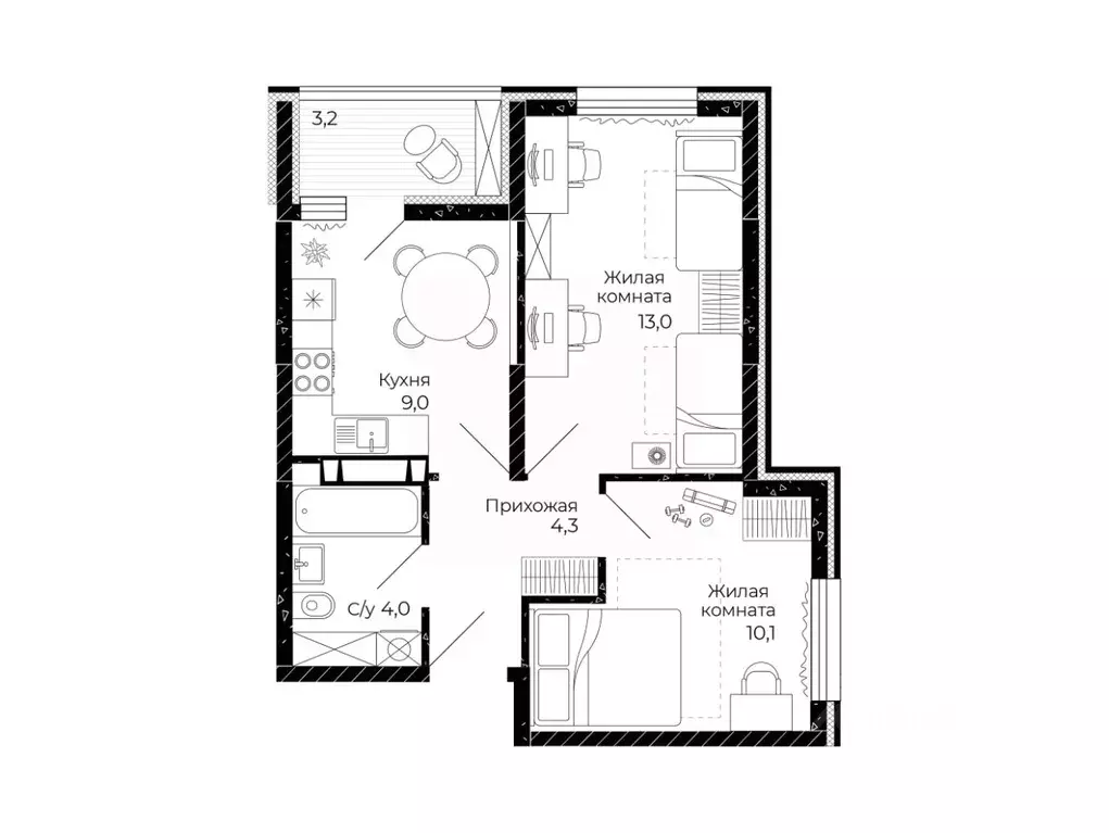 2-к кв. Ростовская область, Аксай  (42.0 м) - Фото 2