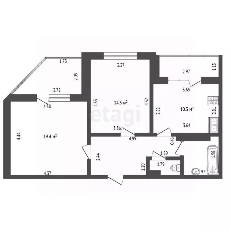 2-к кв. Орловская область, Орел Раздольная ул., 27А (60.0 м) - Фото 2