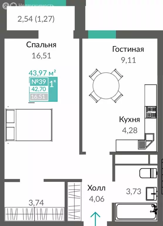 1-комнатная квартира: Симферополь, Киевский район, микрорайон Крымская ... - Фото 0