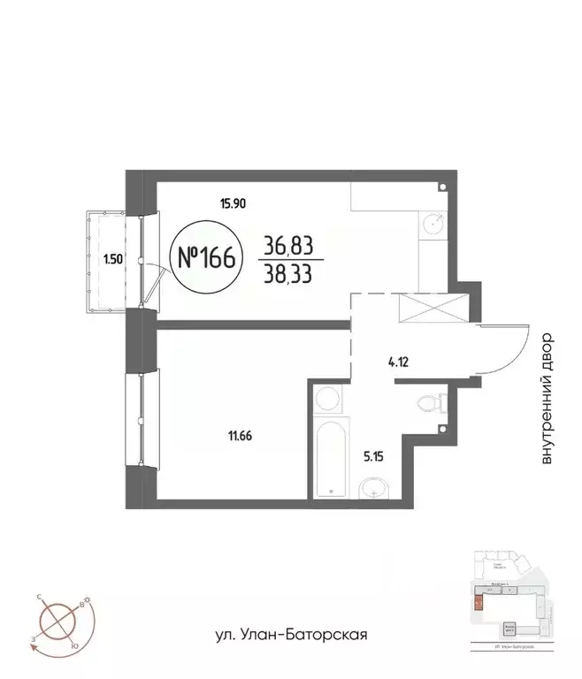 1-к кв. Иркутская область, Иркутск Макс жилой комплекс (38.33 м) - Фото 1