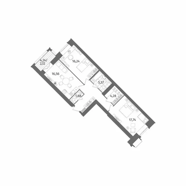 2-комнатная квартира: Санкт-Петербург, Лиственная улица, 20к2 (76.1 м) - Фото 1