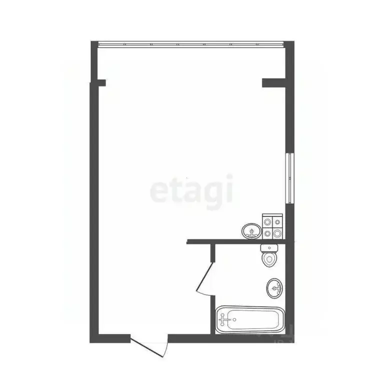 Студия Иркутская область, Иркутск ул. Клары Цеткин, 14 (42.2 м) - Фото 1