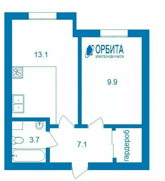1-комнатная квартира: Тюмень, улица Владислава Крапивина, 4 (34.2 м) - Фото 1