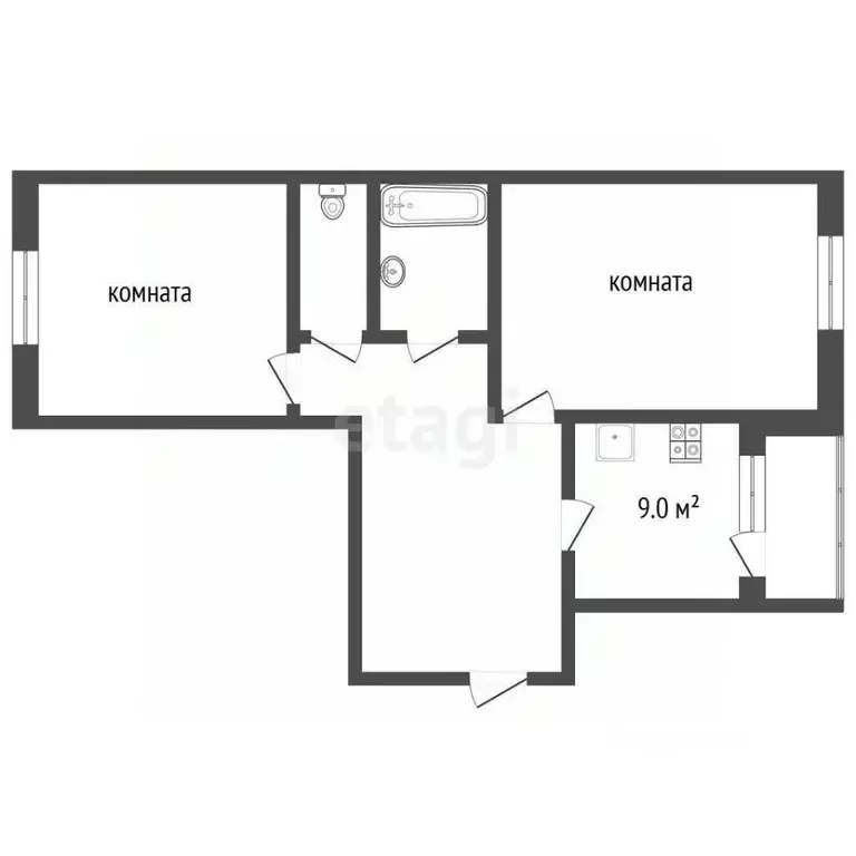 2-к кв. Ярославская область, Рыбинск Инженерная ул., 26 (52.7 м) - Фото 2