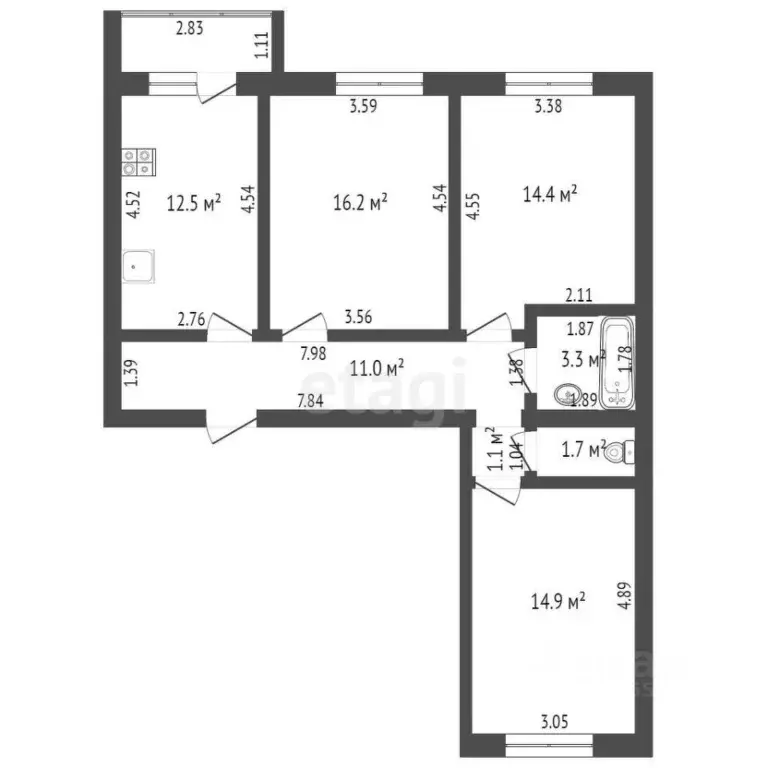 3-к кв. Костромская область, Кострома Магистральная ул., 37 (74.9 м) - Фото 1