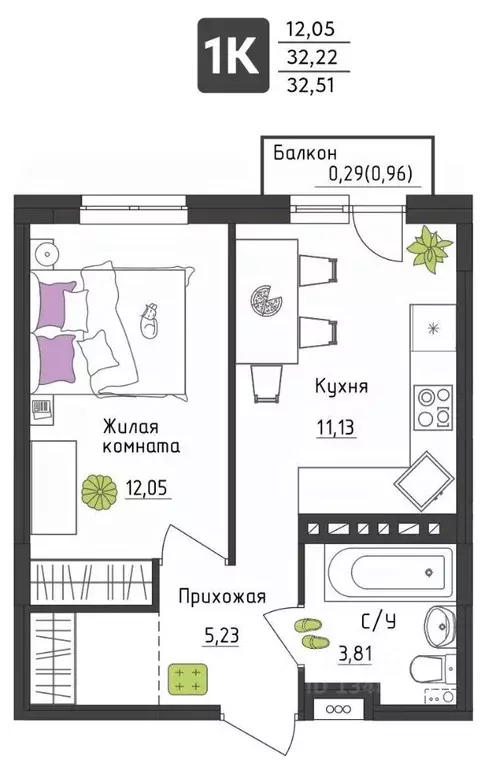 1-к кв. Пермский край, Пермь Верхне-Вишерская ул., 40 (32.51 м) - Фото 0
