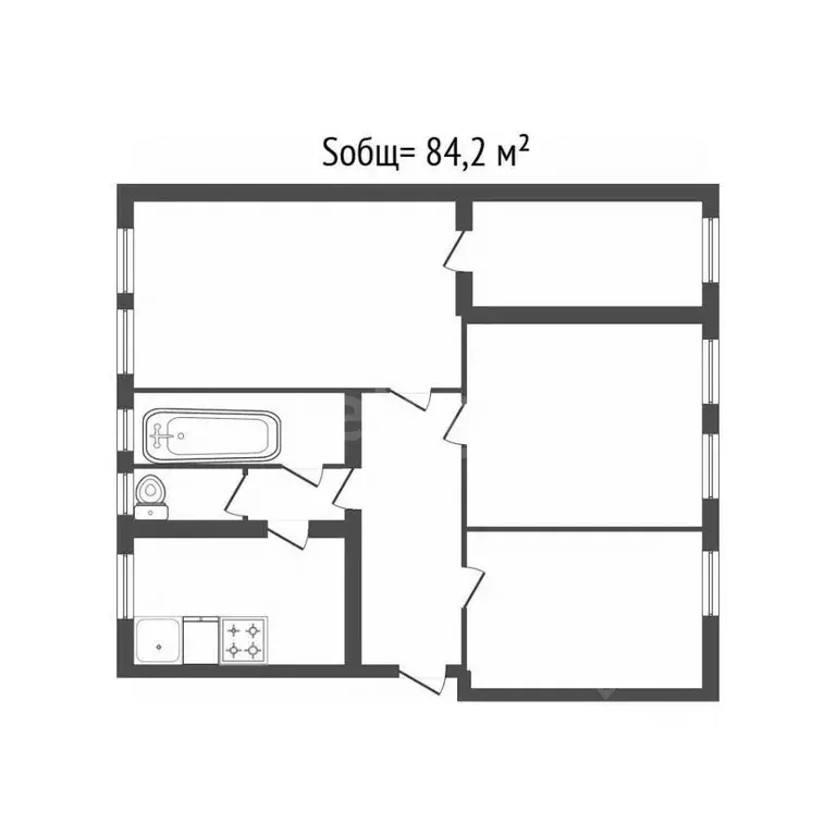 3-к кв. Брянская область, Фокино ул. Мира, 9 (84.2 м) - Фото 2