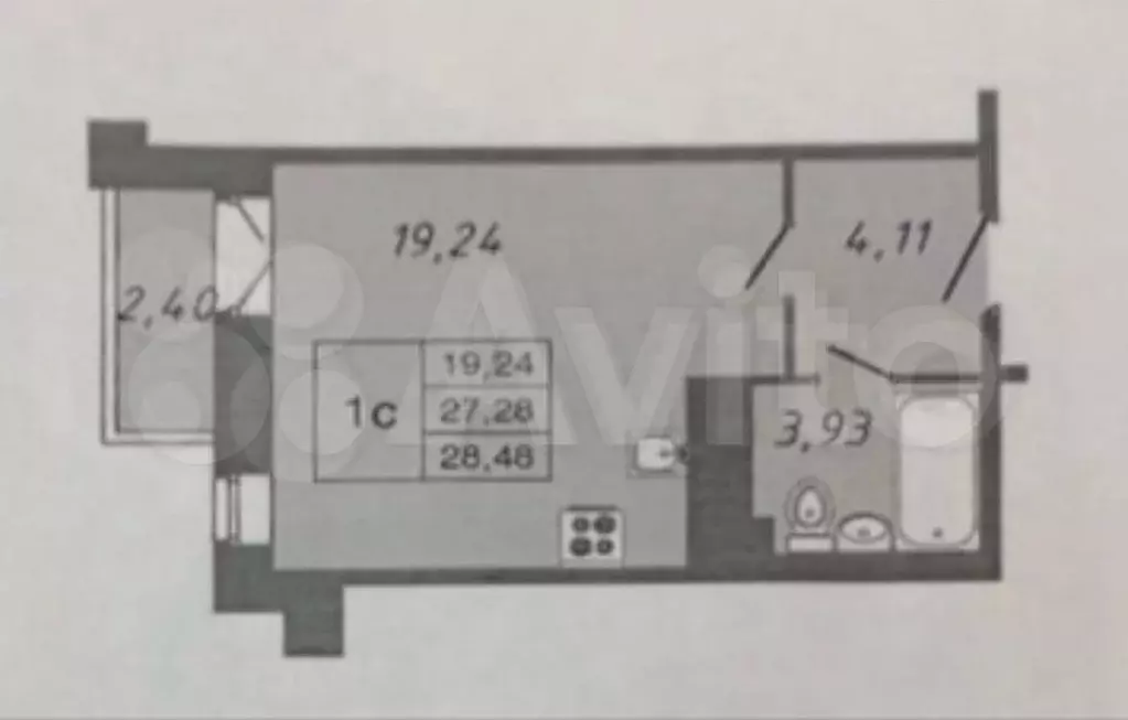 Квартира-студия, 27,3 м, 2/9 эт. - Фото 0