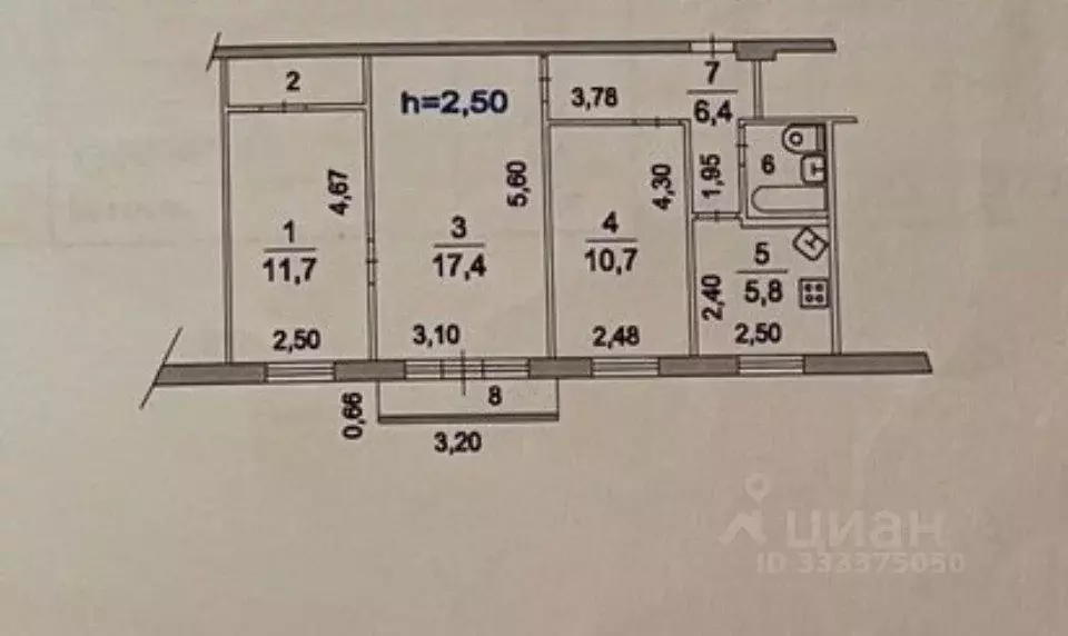 3-к кв. Московская область, Люберцы ул. Строителей, 4а (57.0 м) - Фото 1