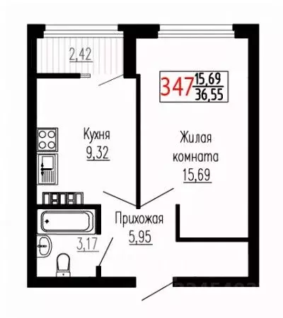 1-к кв. Свердловская область, Екатеринбург ул. Лыжников, 3 (36.5 м) - Фото 1