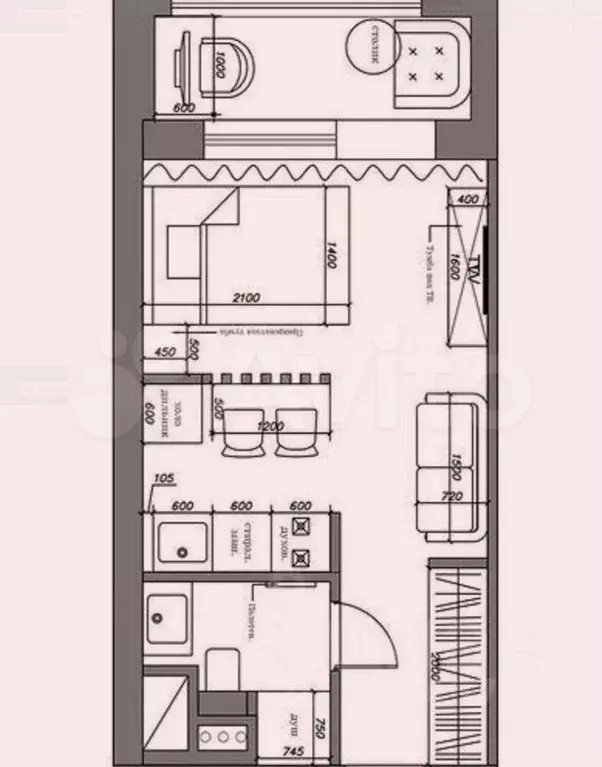 Апартаменты-студия, 15 м, 1/5 эт. - Фото 0