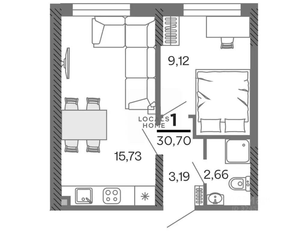 1-к кв. Рязанская область, Рязань Олимпийский городок мкр, 10 (30.7 м) - Фото 2