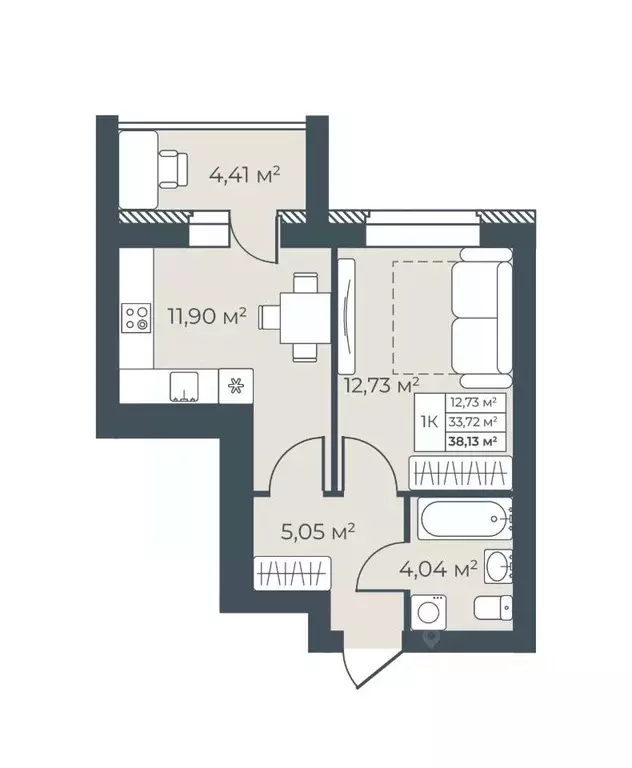 1-к кв. Воронежская область, Бобров  (38.13 м) - Фото 1
