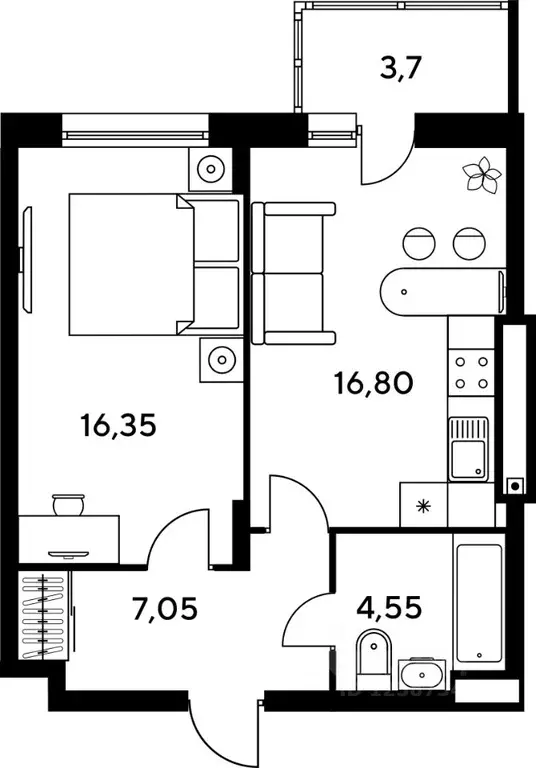 2-к кв. Ростовская область, Ростов-на-Дону бул. Платова, 16 (48.55 м) - Фото 0