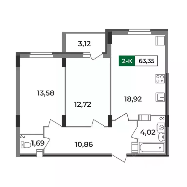 2-к кв. Владимирская область, Ковров Еловая ул., 11 (63.35 м) - Фото 0