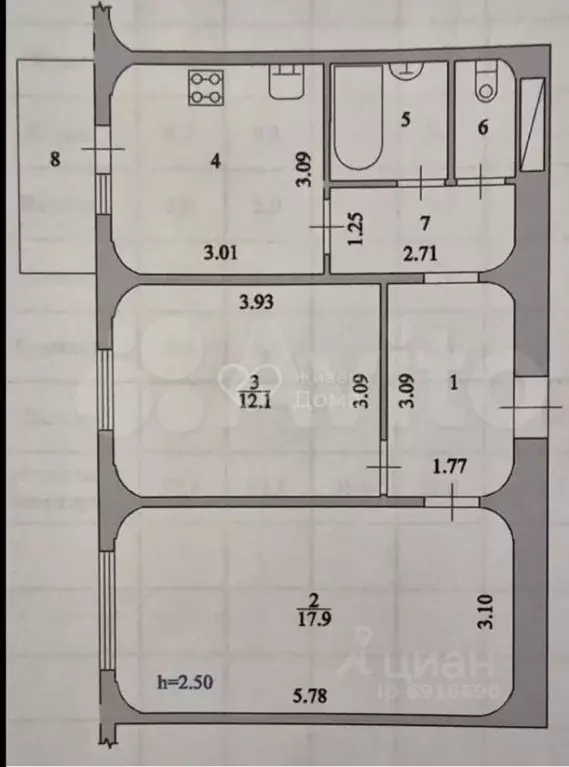 2-к кв. Волгоградская область, Волжский просп. Имени Ленина, 104 (52.8 ... - Фото 2