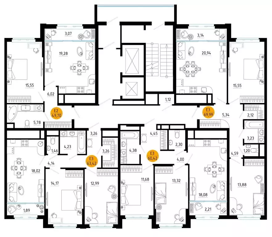 2-комнатная квартира: Рязань, Московское шоссе, 2 (69.99 м) - Фото 1